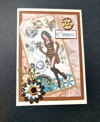 Steampunk girl card