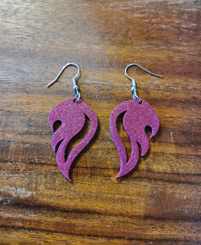 Violet flames earrings with glitter