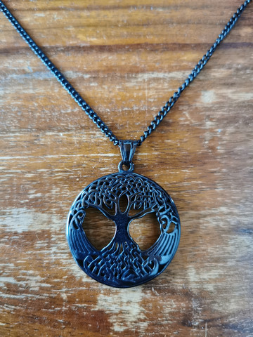 Black tree of life necklace