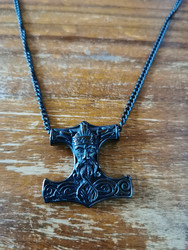 Black thor's hammer necklace