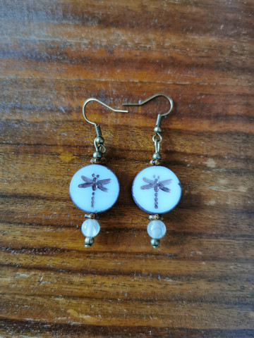 White dragonfly earrings