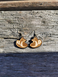 Wood earrings with fox earrings