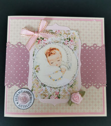 Pink vintage baby card