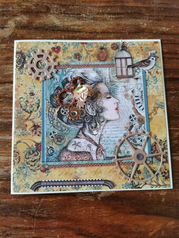 Card with Steampunk woman