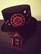 Hattu steampunk punainen kello