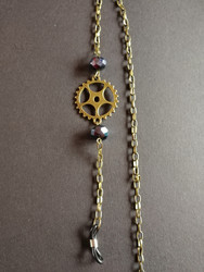 Steampunk chain for glasses with black beads