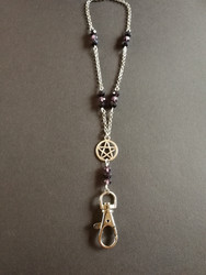 Pentagram key chain with black and violet