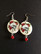 Tattoo skull earrings with red beads