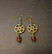 Steampunk gear earrings with brown drop