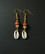 Clam earrings with sandstone beads