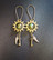 Gear earrings with keys and beads