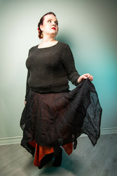 Black and orange linen skirt
