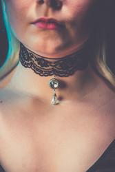 Black lace necklace with drop