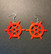 Red wheel earrings