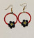 Ring earrings black flower