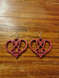 Violet glitter heart pentagram earrings