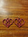 Violet glitter heart pentagram earrings
