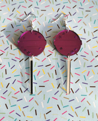 Lilac mirror lollipop earrings