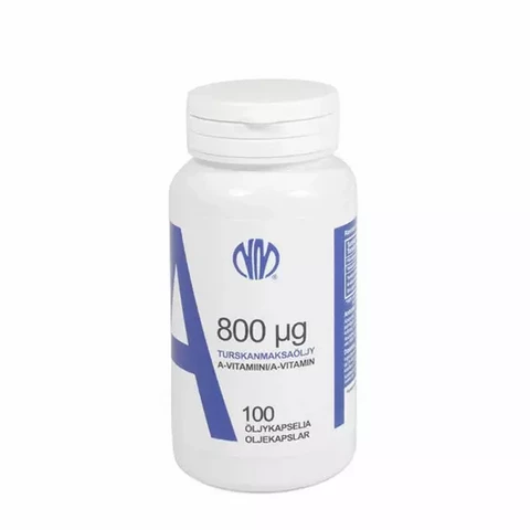 A-vitamiini 800 µg turskanmaksaöljy (100 kapselia)