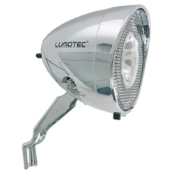 LUMOTEC LED FRONT LAMP FOR DYNAMO HUB, 75 MM CHROME
