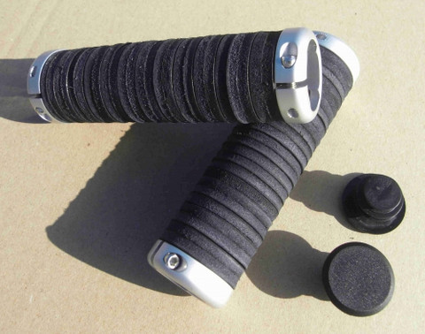 LEATHER DONUT LOCKING GRIPS, BLACK 130/130