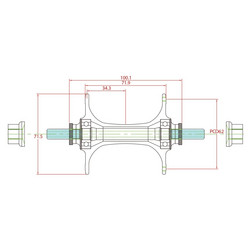 FRONT HUB BITEX ALUMINIUM, HIGH FLANGE 32H SILVER
