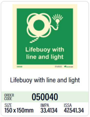 Lifebuoy with light and line - first aid - Imo signs - Imomerkit.fi -