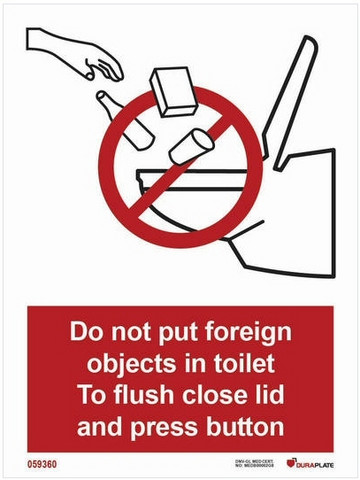 Älä heitä vieraita esineitä wc:hen
