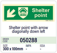 Shelter point with arrow diagonally down left