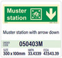 Muster station with arrow down