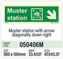 Muster station with arrow diagonally down right