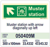 Muster station with arrow diagonally up left