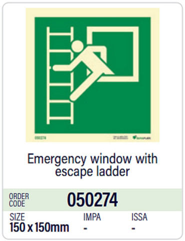 Emergency window with escape ladder, Dura-Plate, in stock