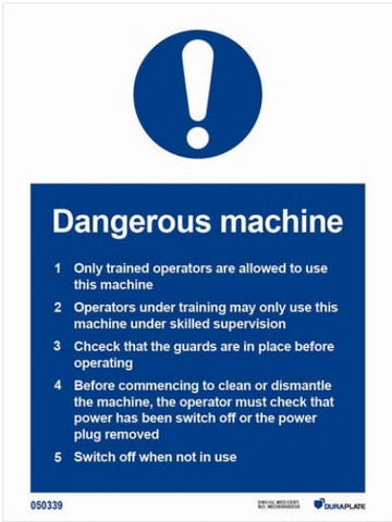 Dangerous machine safety instructions