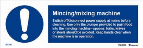 Mincing/mixing machine safety instructions