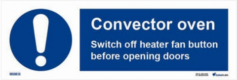 Convector oven safety instructions