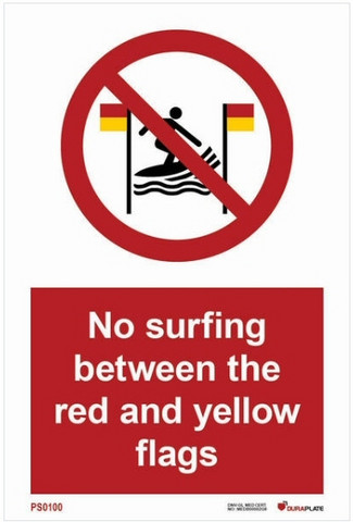 No surfing between the red and yellow flags