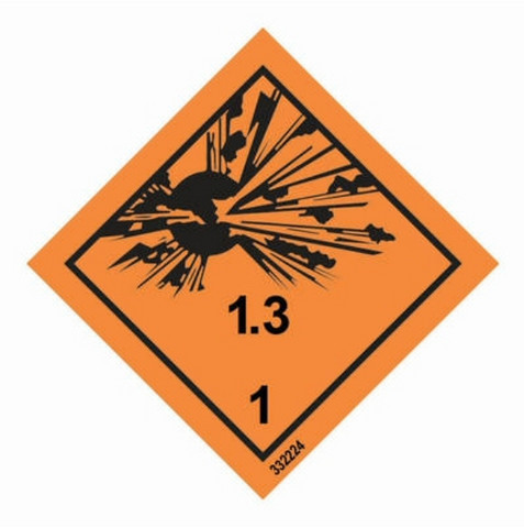 Hazard labelling symbol – Class 1 – Explosive Div 1.3