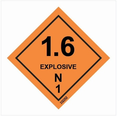 Hazard labelling symbol – Class 1 – Explosive Div 1.6-N