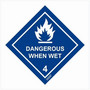 Hazard labelling symbol – Class 4 – Dangerous when wet – White