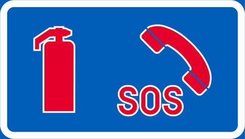 H26 Emergency phone and fire extinguisher, H260026