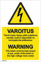 Warning! This hatch must be kept closed at sea, 056225VW