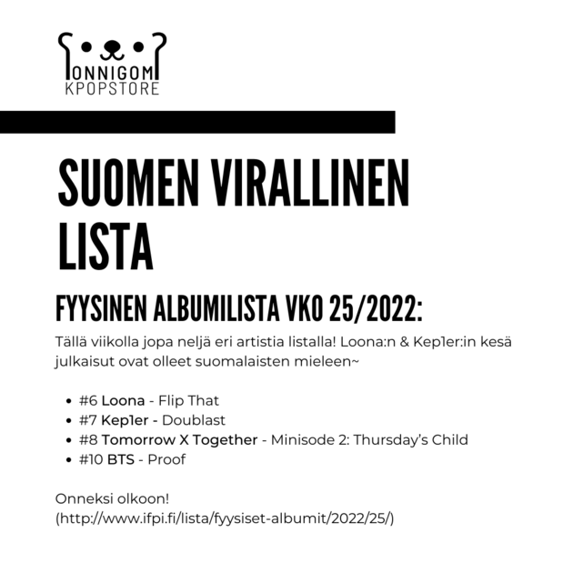 SUOMEN VIRALLINEN ALBUMILISTA 25/2022 - ONNIGOM