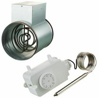 Kanavalämmitin Airsec 125 mm / 1200 W + termostaatti