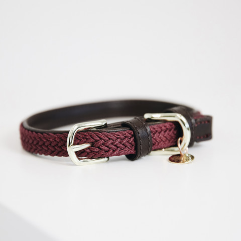 Kentucky koiran kaulapanta Plaited Nylon Dog collar, viininpunainen, 42cm