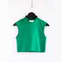 Short collared top, green