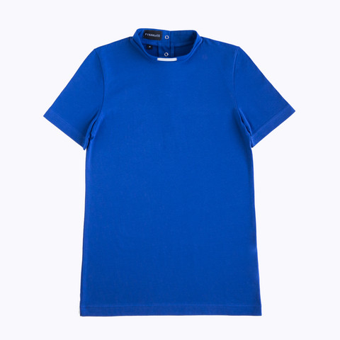 Fitted T-shirt with tab collar, blue