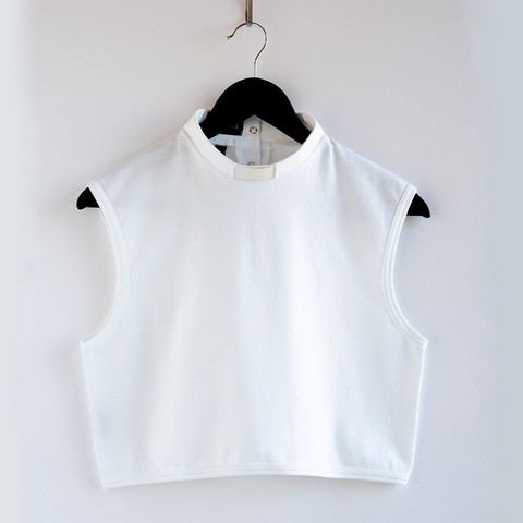 Short collared top, white
