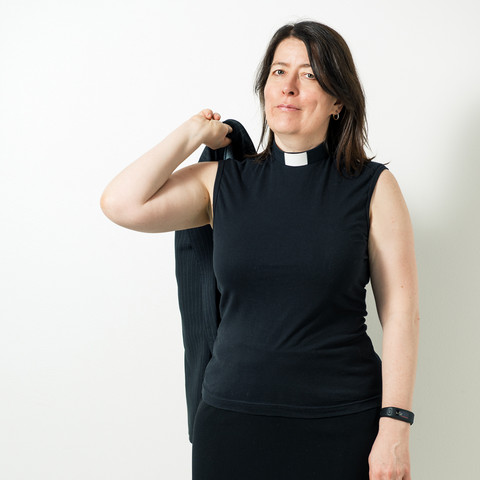 Long collared top, black