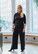 Black 3/4 sleeved tab collar shirt